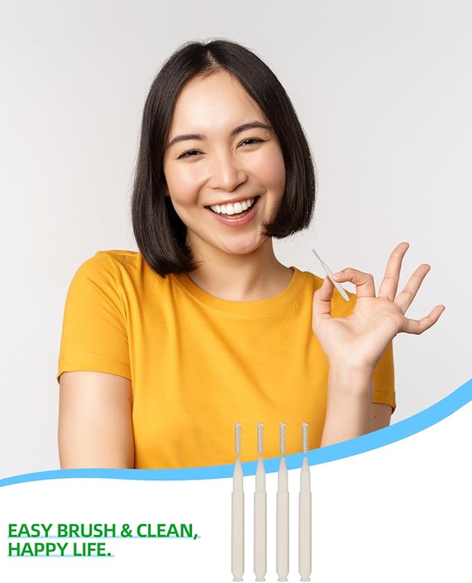 Interdental Brush, 80 PCS Braces Brush Disposable Toothpick Dental Tooth Flossing, Dental Flosser Tooth Cleaning Tools Oral Flossing Head, White Colors