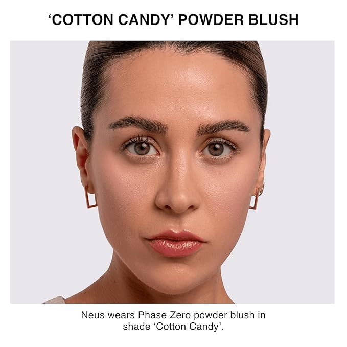 Phase Zero Makeup Powder Blusher - "Cotton Candy" - 4g / 0.141oz - Pigmented, Buildable, Lightweight Powder Blush for a Radiant, Healthy, Natural Glow. Versatile Shade - Dusty Pink - Matte