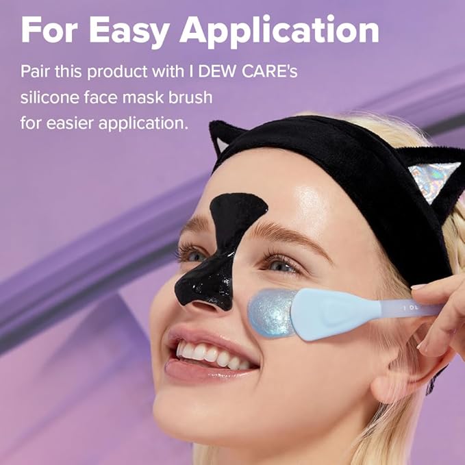 I DEW CARE Peel-off Face Mask Set - Astro Kitten | Exfoliating, Hydrating, Revitalizing, Whitehead Mask, Black Cat Spa Headband, Korean Skincare, Glass Skin, Stocking Stuffers, Travel Size, Mini Set