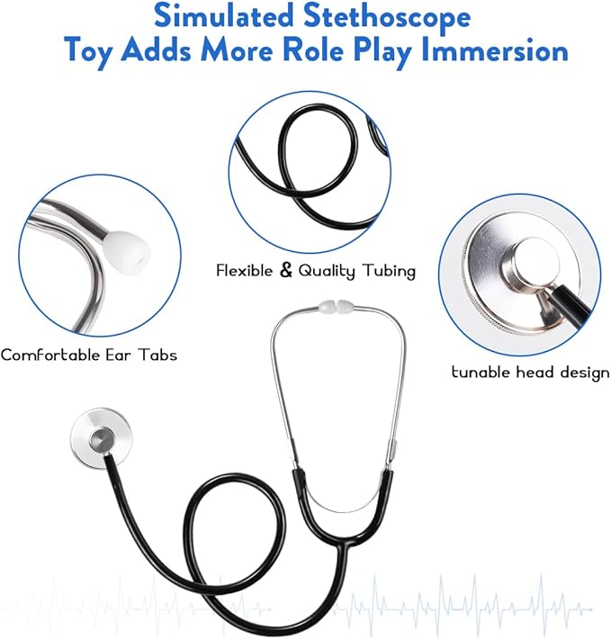 Meland Doctor Costume for Girls - Kids Scrubs with Lab Coat & Carry Bag, Doctor Dress Up for Halloween, Career Day Role Play