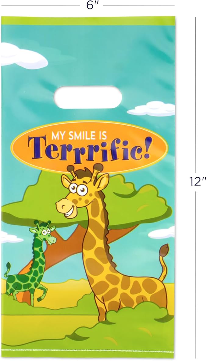 Practicon SmileGoods Dental Hygiene Kit, Makes 72 Dental Care Giveaways with Toothbrush, Toothpaste, Flossers and Bag (Giraffe)