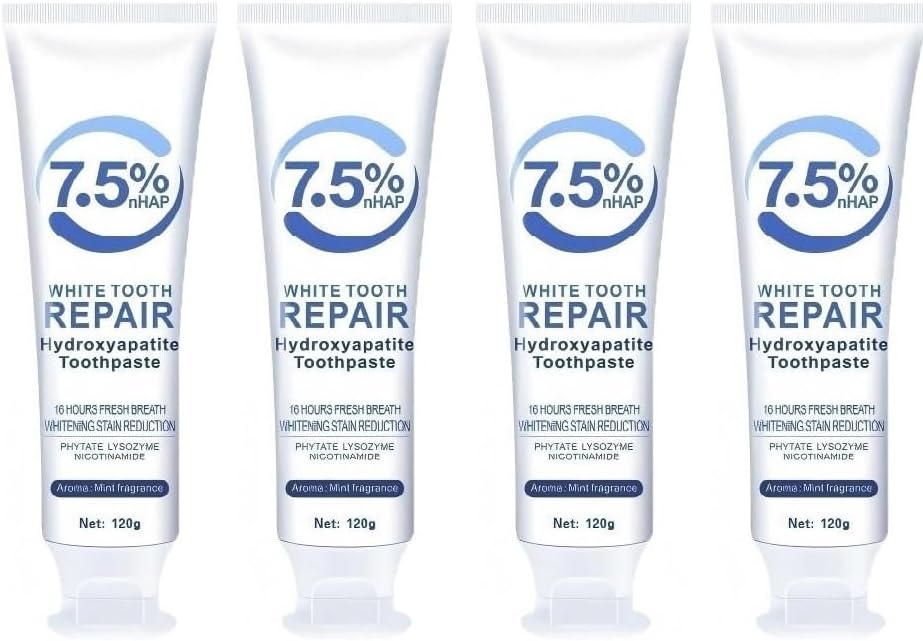 7.5% Hydroxyapatite Toothpastes for Enamel Protection & Tooth Strengthening, 7.5% Hydroxyapatite Toothpaste White Tooth Repair, Fluoride-Free Formula with Gentle Mint, Fresh Breath (4)