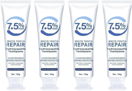 7.5% Hydroxyapatite Toothpastes for Enamel Protection & Tooth Strengthening, 7.5% Hydroxyapatite Toothpaste White Tooth Repair, Fluoride-Free Formula with Gentle Mint, Fresh Breath (4)