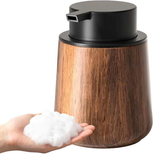 18 Oz Walnut Color Foaming Hand Soap Dispense, Refillable Kitchen Dish Soap Dispenser, Modern Home Decor Soap Dispenser for Bathroom