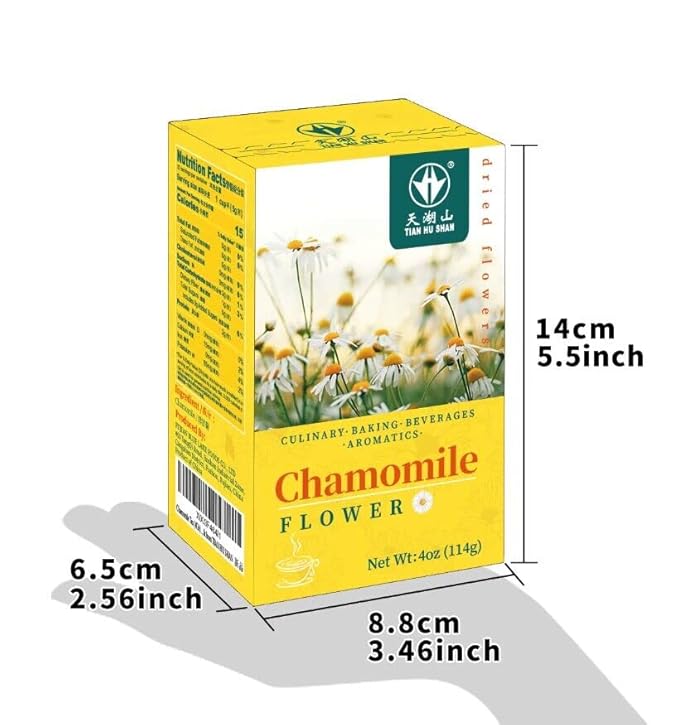 TIAN HU SHAN Chamomile Flowers Herbal Tea, Chamomile Tea Loose Leaf, Sugar Free Caffeine Free, Natural Clean without Impurities, Vegan 4 Ounce (Pack of 1)