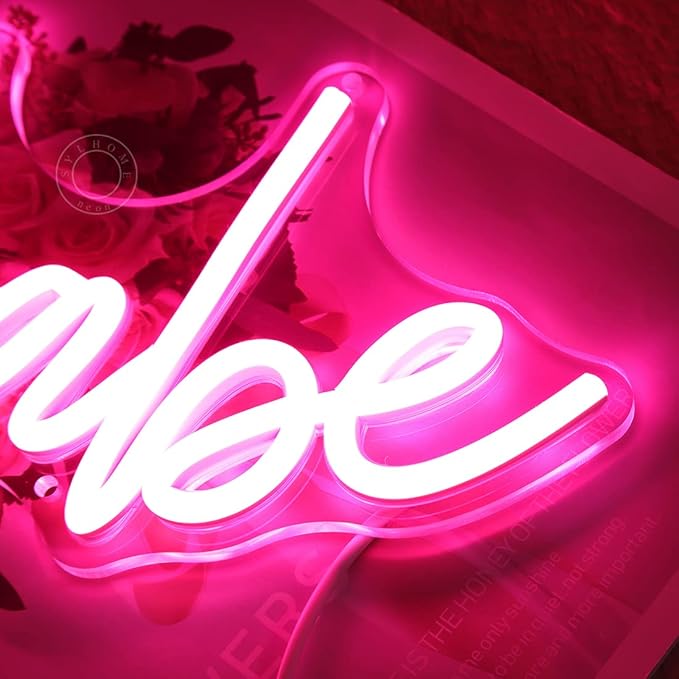 SYLHOME Pink Lash Babe Neon Light Sign Lash Beauty Salon Gorgeous Lady Girls Bedroom Game Room Wall Decor Sign for Party Birthday Decoration USB 5V 15.8"X6.5"