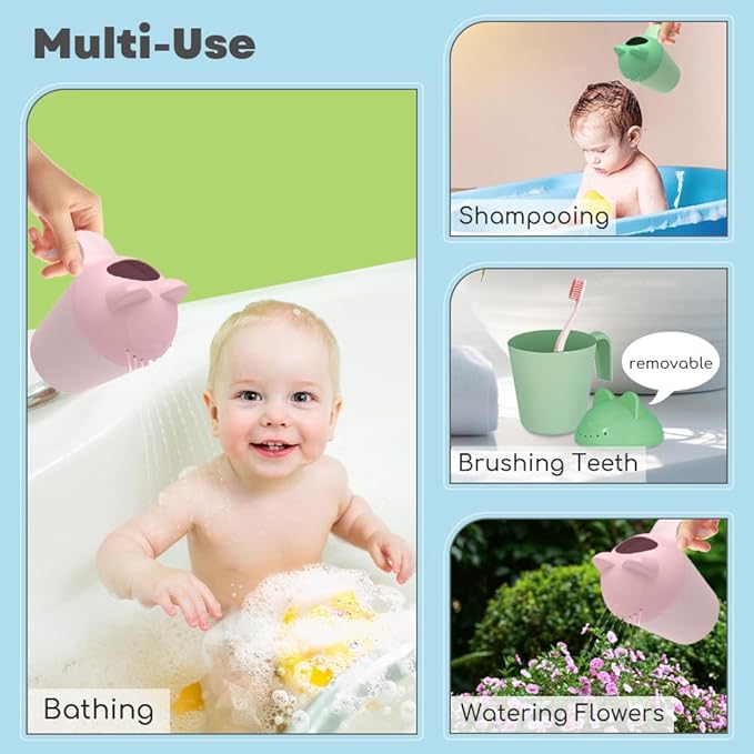 Baby Rinse Cup, Cute Cartoon Cat Baby Bath Rinser Baby Rinser Pail Shampoo Rinser, Newborn Bath Shower Wash Hair Cup for Bath and Shower