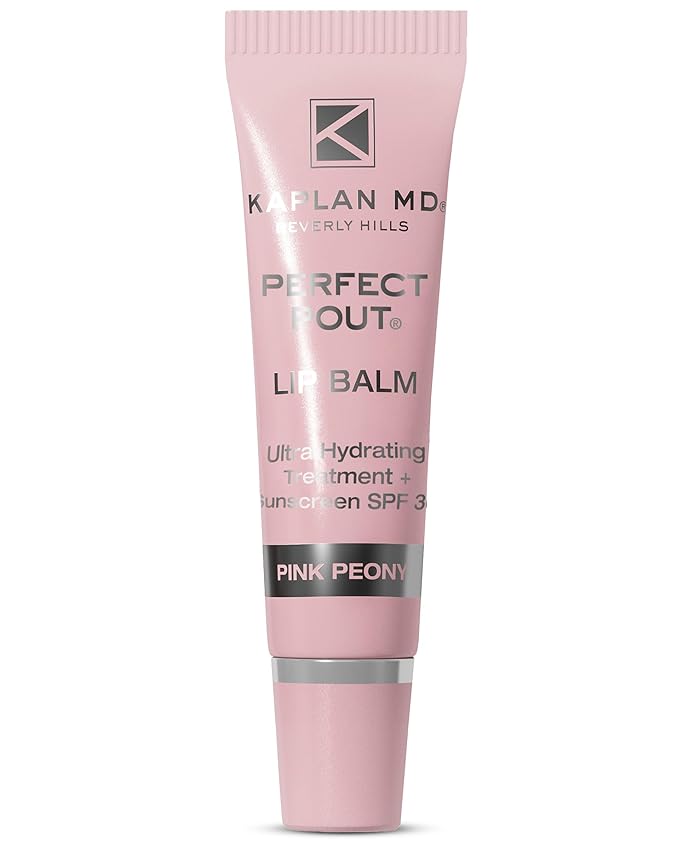 KAPLAN MD Perfect Pout SPF Lip Balm - Ultra Hydrating Lip Treatment for Dry, Chapped Lips - Sunscreen SPF 30 - Smooths Fine Lines - Glossy Finish - Non-Sticky Texture - Pink Peony