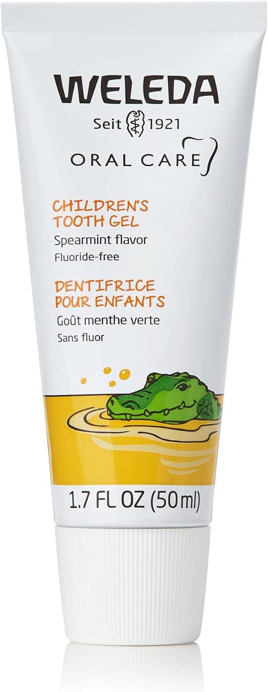 Weleda Oral Care Childrens Tooth Gel, 1.7 Fluid Ounce, Fluoride Free, Spearmint Flavor, Plant Rich Toothpaste with Calendula, Silica and Fennel
