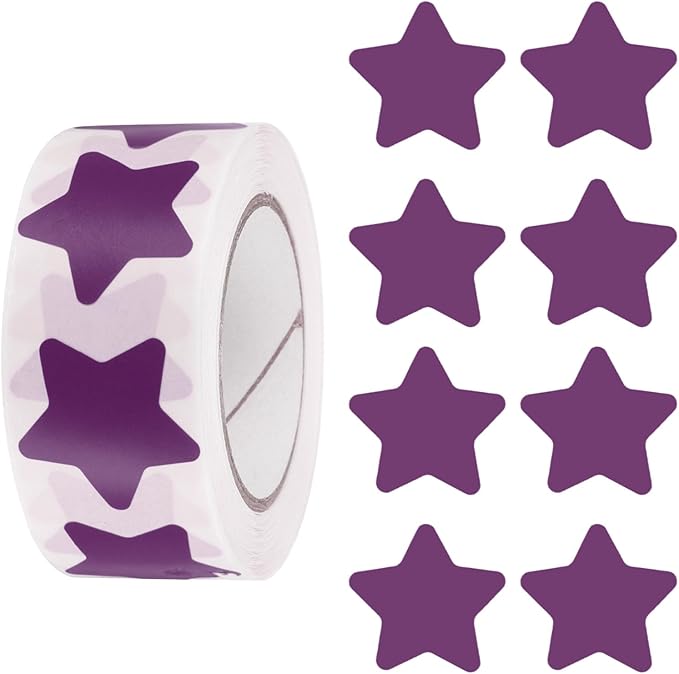 PATIKIL Star Stickers Roll 1 Inch(25mm), 500pcs Reusable Self-Adhesive Star Labels for Reward Behavior Chart Teachers Business Decorating Wedding DIY Crafts, Purple