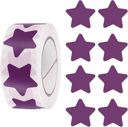 PATIKIL Star Stickers Roll 1 Inch(25mm), 500pcs Reusable Self-Adhesive Star Labels for Reward Behavior Chart Teachers Business Decorating Wedding DIY Crafts, Purple