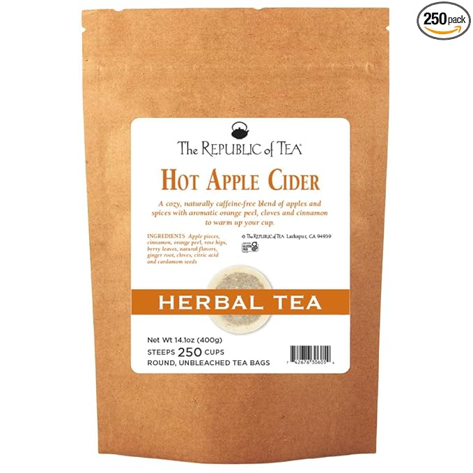 The Republic of Tea Hot Apple Cider Seasonal Herbal Tea, 250 Tea Bag Bulk