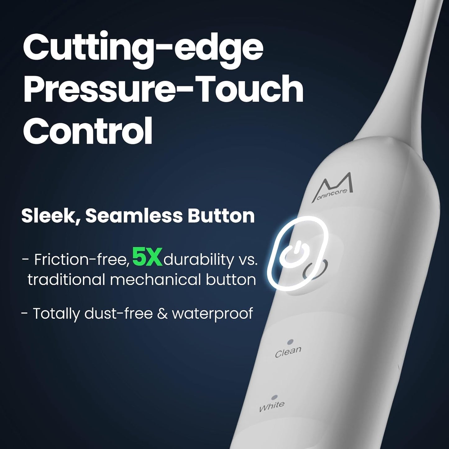 Electric Toothbrush, Marlincare Electric Toothbrush for Adults 180 Days Battery Life Rechargeable with 5 Modes, 48000VPM Motor Smart Timer IPX8, Sonic Toothbrush with 4 Brush Heads &Travel Case, White