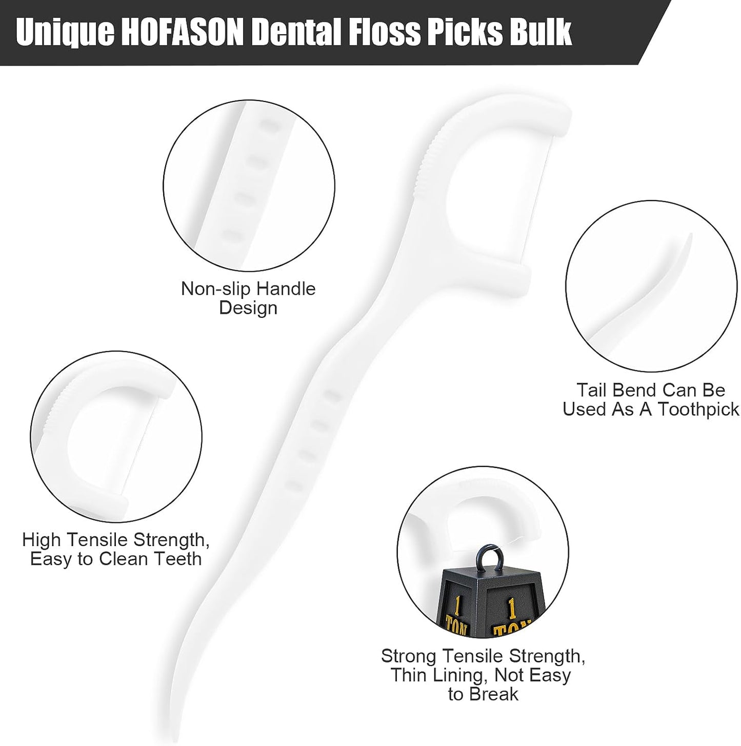 HOFASON 1000 Count Individually Wrapped Floss Picks Dental Floss Sticks Bulk, Travel Flossers Oral Care Teeth Clean for Hotel Restaurant Office, Wedding Basket Supplies and Guest Bathroom Essentials