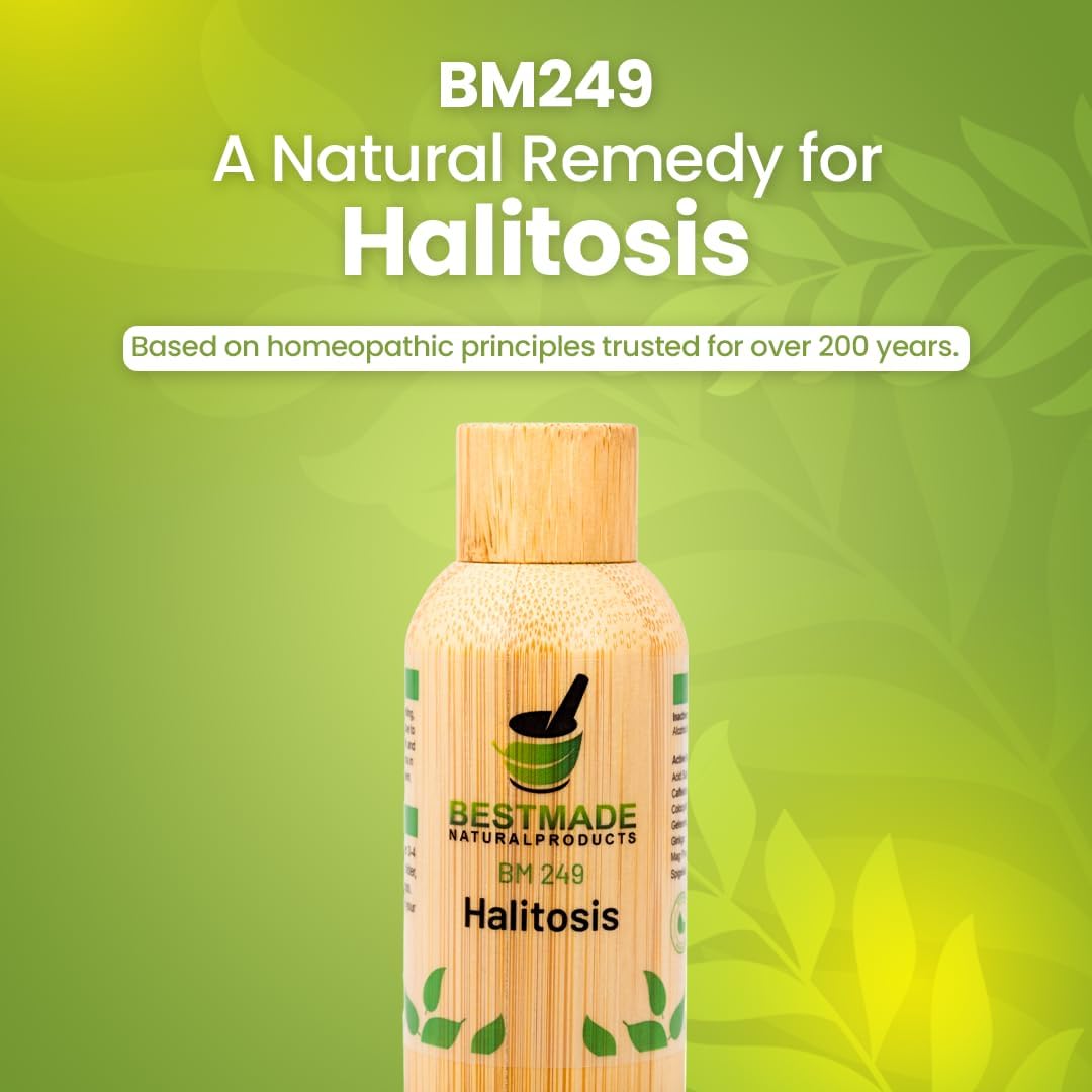 Bestmade Natural Products Halitosis, Natural Remedy for Bad Breath BM249 - Helps Improve Oral Health, Reduce Smelly Breath & Restore Healthy Bacteria in The Mouth, 30 mL Drops