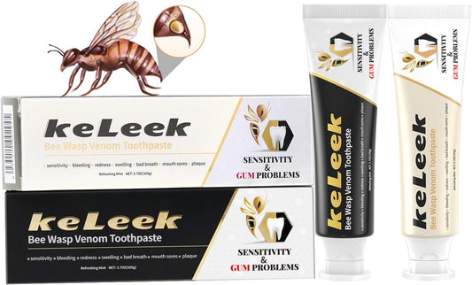 2PCS Bee Wasp Venom Multi-Peptides Toothpaste for Bleeding Gums,Gingivitis Treatment Repair,Sensitive Teeth,Mouth Sores,Plaque - 3.7 OZ(2 Pack)