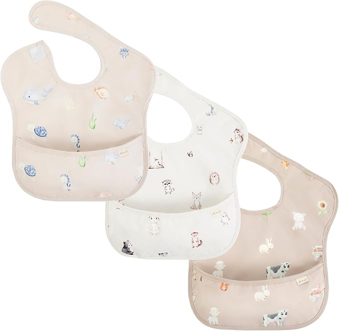 Ali+Oli Smock Bibs for Babies, BPA-Free Oeko-Tex Certified, Waterproof Baby Smock, Machine Washable, Toddlers Ages 6m+