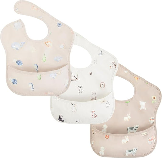 Ali+Oli Smock Bibs for Babies, BPA-Free Oeko-Tex Certified, Waterproof Baby Smock, Machine Washable, Toddlers Ages 6m+