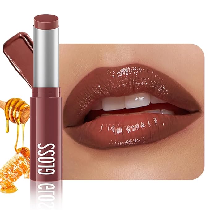 Brown Honey Tinted Lip Stain Lip Balm Lip Gloss Lipstick, Sheer Hydrating Lip Stains Tint, Moisturizing Lip Color for All Skin Tones, Nourishing Lip Balm with a Hint of Natural Black Cherry