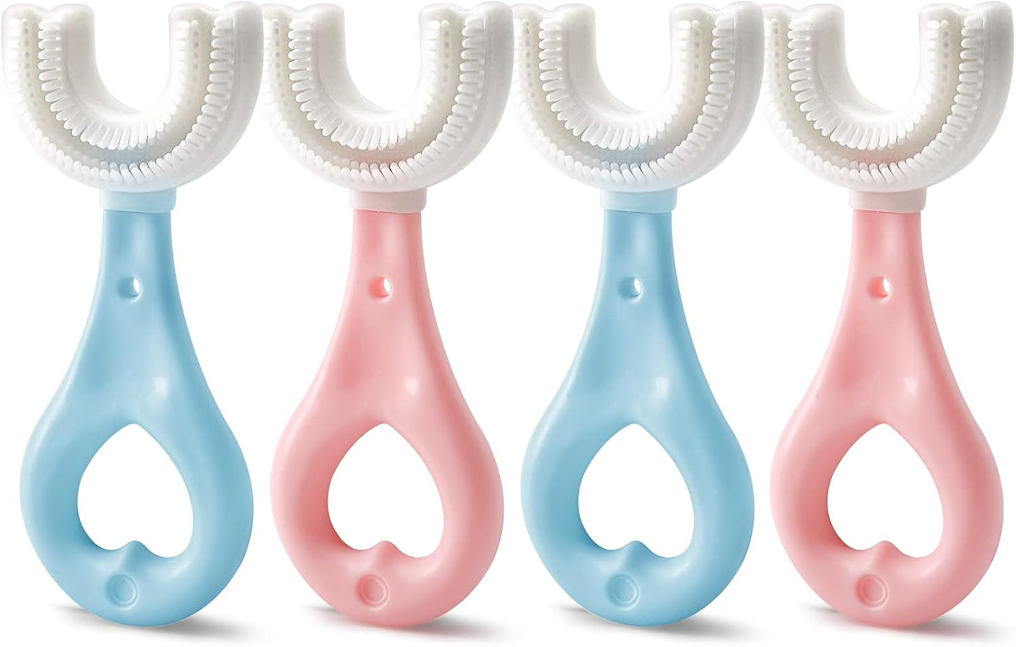 4-in-1 U-Shaped Toothbrush Set - Infant to Toddler Oral Care - Food Grade Silicone - Perfect for Age 1-6 (4-Pack) Baby Essentials Gift