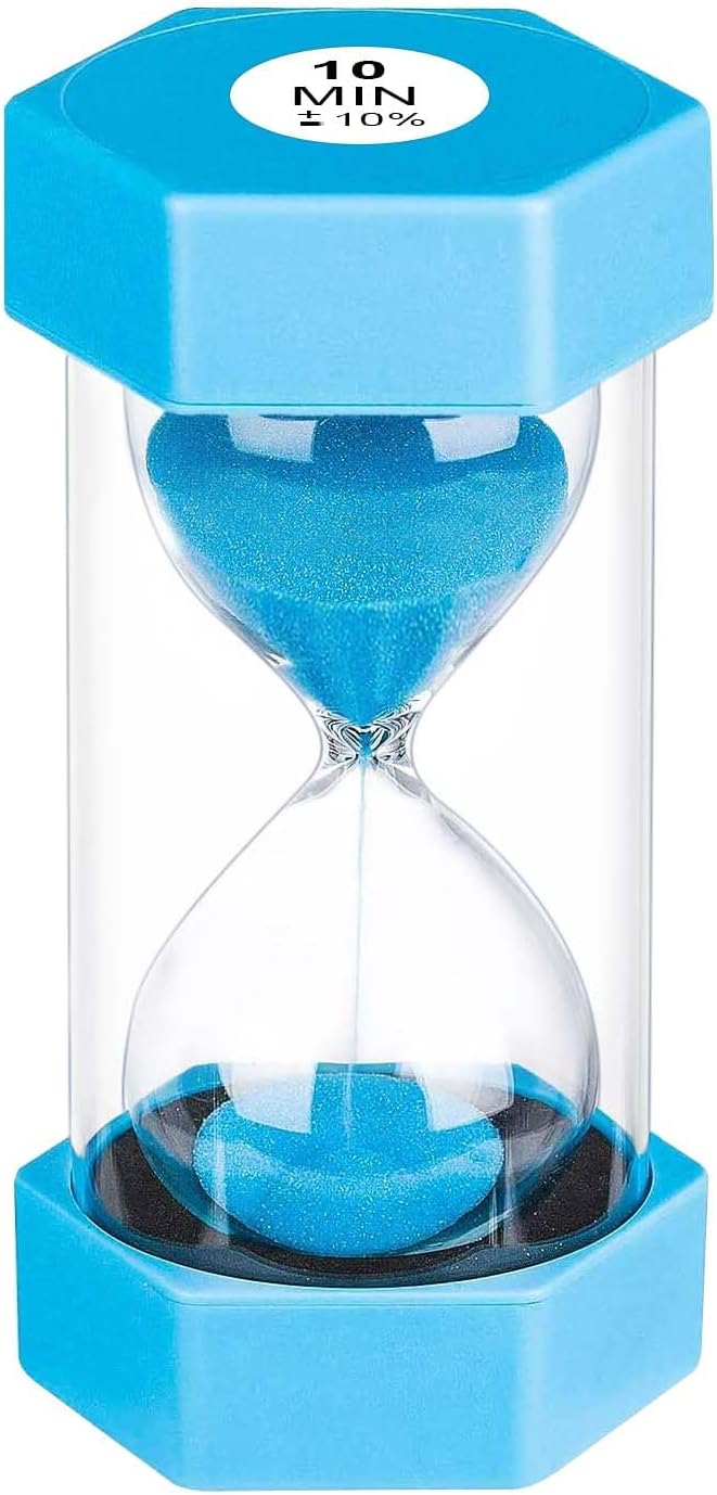 10 Minute Hourglass Sand Timer, Unbreakable Hourglass Sand Clock 10 Min, Reloj De Arena 10 Minutos, Colorful Plastic Hour Glass Sandglass for Classroom Games (Blue)