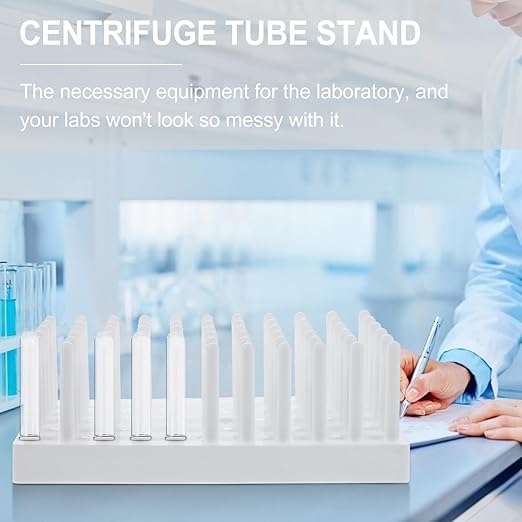 Test Tube Rack Set with Metal Brackets and Polypropylene Holders 3-Piece Lab Tube Stand for Centrifuge Tubes and Glass Test Tubes Compact 6.88X3.74X7.08 Inch Drying and Storage Organizer