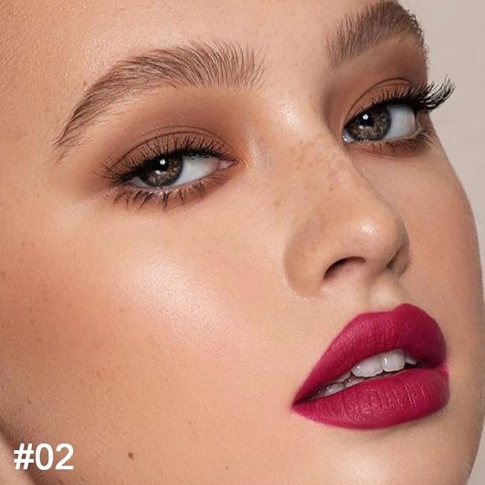 Kaely 2-in-1 Plum Red Lip Liner & Lipstick Set Kit for Women, Matte Lips Kit with Lip Liner Lip Stains Long Lasting Waterproof 24 Hour Lipstick and Lip Liners Combo Lipliners Pencil Set 02