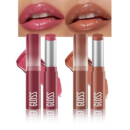 2Pcs Pink&Brown Honey Tinted Lip Stain Lip Balm Lip Gloss Lipstick, Sheer Hydrating Lip Stains Tint, Moisturizing Lip Color for All Skin Tones, Nourishing Lip Balm with a Hint of Natural Black Cherry