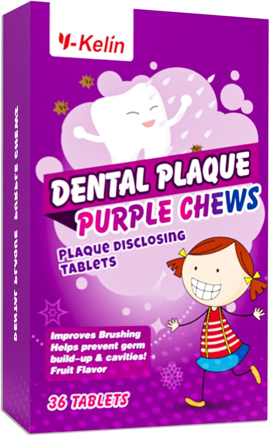 Dental Plaque Disclosing Tablets for Kids & Adults - Showing Plaque by Changing Color - Helps Teach Brushing Habits for Clean Teeth - 36 Count