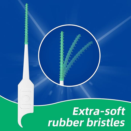 Dental Floss Picks for Teeth Cleaning, Easy to Use Disposable Interdental Brushes with Convenient Carry Case, (Green, 300 Count)