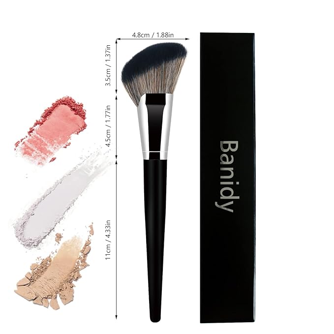 Foundation Brush Triangle Powder Brush Banidy Angled Makeup Brush Fan Contour Brush Professional Blush Brush Bronzer Brush for Liquid,Cream Mineral,Powder