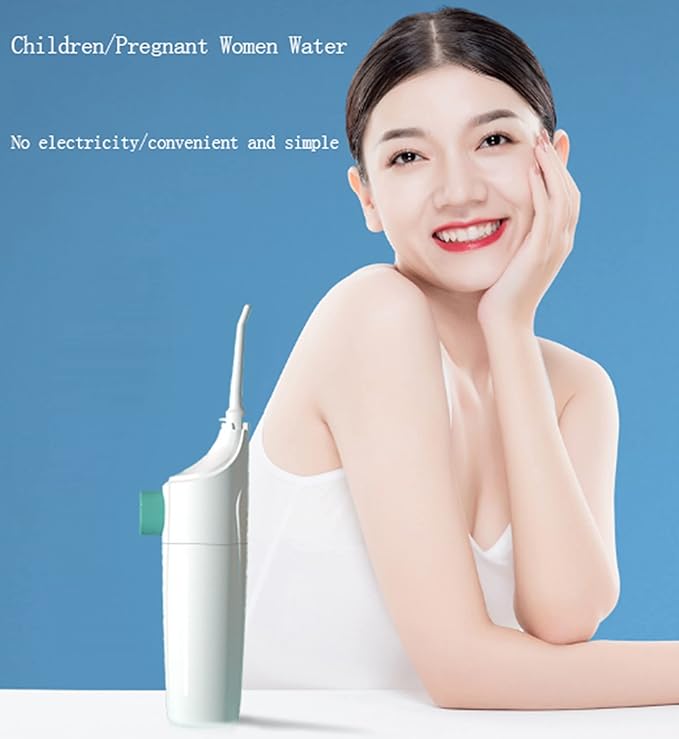 Cordless Water Dental Flosser Non-Electric Simple Operation, Oral Irrigator Portable Affordable for Home & Travel, Tonsil Stone Remover Safe for Pregnant Women and Children (White)