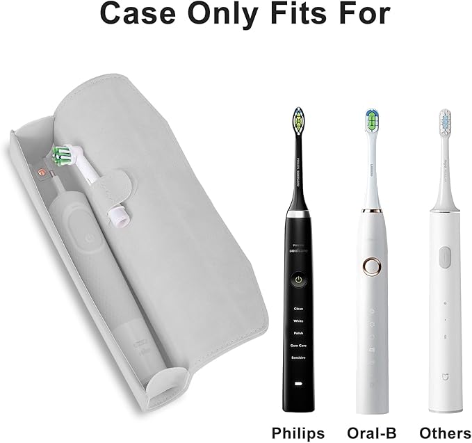 Leather toothbrush travel case, suitable for Oral-B/Oral-B Pro/Philips Sonicare electric toothbrushes, portable magnetic opening and closing protective bag