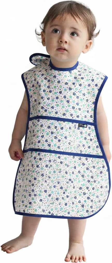 Full Coverage Waterproof Feeding Bib for Toddlers – Extra Long Apron Bib for Mealtime, Self-Feeding, High Chairn