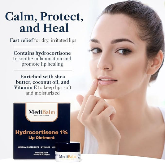 1% Hydrocortisone Lip Balm – Petrolatum-Free Relief for Chapped, Dry, or Irritated Lips due to Accutane, Isotretinoin associated Cheilitis, Weather Damage, and more - Unflavored