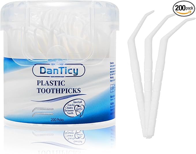 Interdental Toothpicks, Disposable Plastic Curved Hook Toothpicks, Ultra Teeth Cleaning Tool for Daily Care of Removes Plaque and Debris Between Your Teeth 200PCS (Pack of 1)