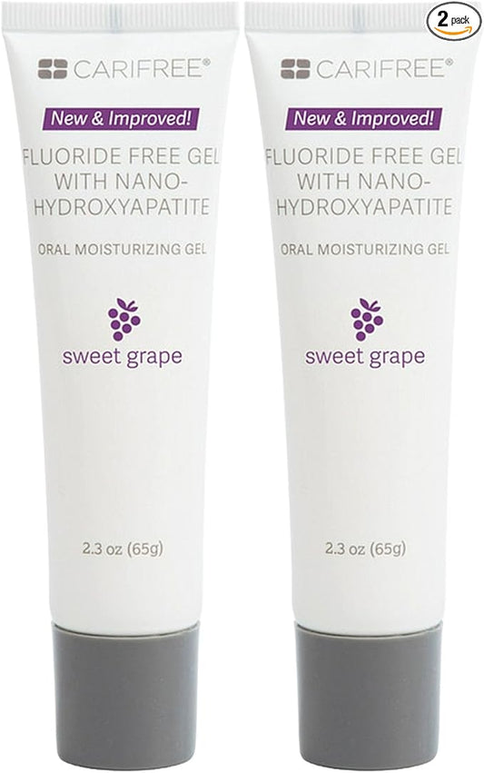 CariFree Fluoride Free Gel, Sweet Grape Flavor, Nano Hydroxyapatite Toothpaste, Neutralizes pH, Freshens Breath & Moistens Mouth, Dentist Recommended for Oral Care (2.3 Ounce (Pack of 2), Sweet Grape)