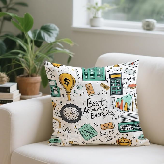 Cirzone Accountant Gifts for Women -18x18Inch Accountant Throw Pillow Cover Accountant Gifts with Gift Box Perfect Birthday Accounting Graduation CPAS Gifts for Home Sofa Decor