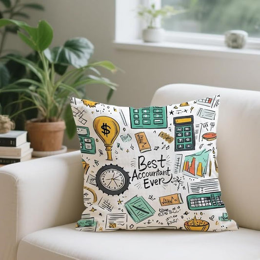 Cirzone Accountant Gifts for Women -18x18Inch Accountant Throw Pillow Cover Accountant Gifts with Gift Box Perfect Birthday Accounting Graduation CPAS Gifts for Home Sofa Decor