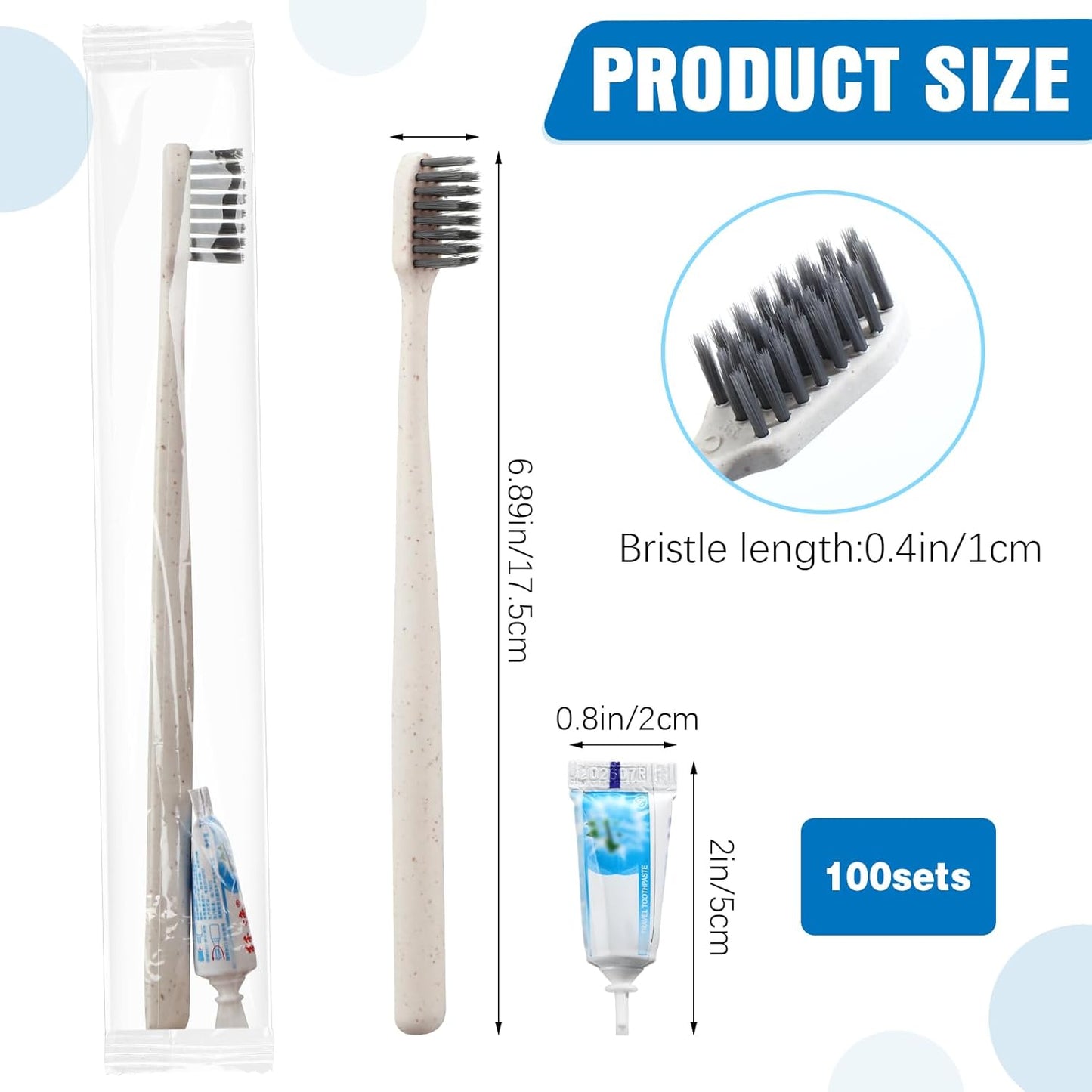 Uiifan 100 Sets Disposable Toothbrushes with Toothpaste Bulk Individually Wrapped Travel Toothbrush Kit Soft Bristle Tooth Brushes Homeless Supplies for Hotel Shelter Nursing Home Charity Donation
