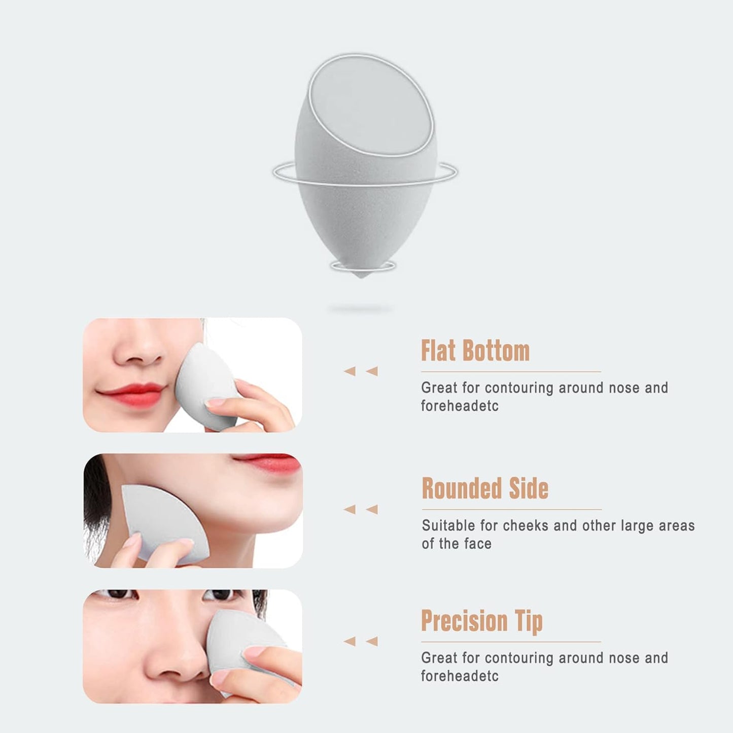 FERYES Makeup Sponge Holder with Makeup Sponge– Eco-Friendly Silicone Beauty Make Up Blender Case and Dry & Wet Use Foundation Sponge for Travel - Khaki (MS Khaki)