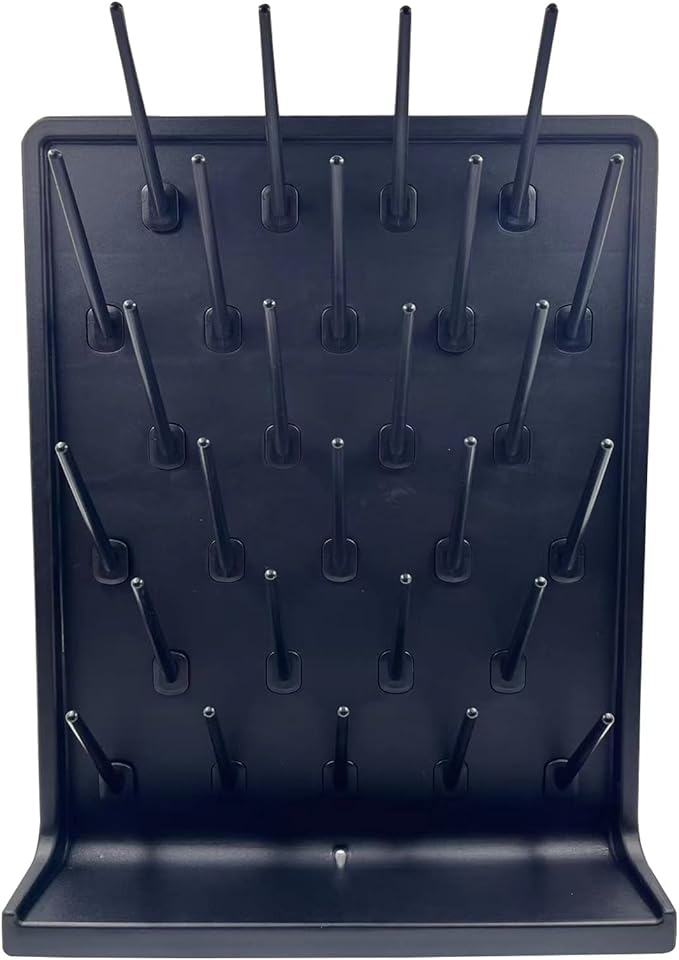 Lab Drying Rack 27 Pegs Laboratory Cabinets Glass Drying Racks Wall-Mount Black Cleaning Frame for School Laboratory Utensils Hidden Installation
