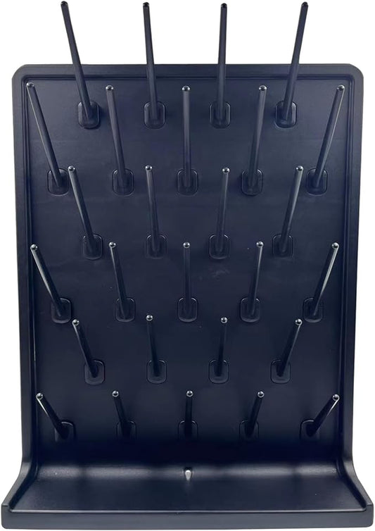 Lab Drying Rack 27 Pegs Laboratory Cabinets Glass Drying Racks Wall-Mount Black Cleaning Frame for School Laboratory Utensils Hidden Installation