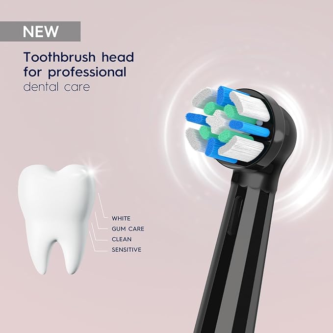 iO Replacement Heads Compatible with Oral B iO 2/3/4/5/6/7/8/9/10/Deep Clean Series Electric Toothbrush, Brush Heads Compatible with Oral B iO with Medium-Hard bristles Care Your Teeth (6 Black)