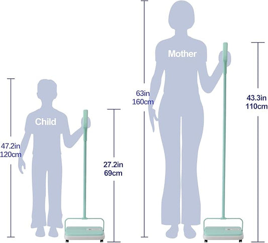 Eyliden Carpet Sweeper, Mini Size Lightweight Hand Push - No Noise, Non-Electric, Easy Manual Sweeping Only for Carpet Cleaning (Mint)