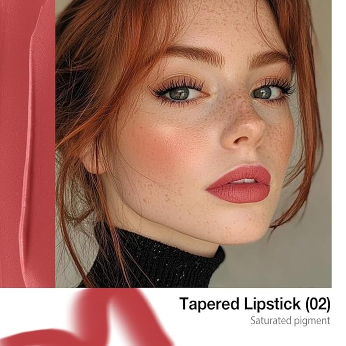 evpct Ruby Red Gradient Matte Lipstick Lip Liner Combo Set for Older Women Long Lasting Waterproof, Red Lips Stick Crayon Pencil Cream Lip Liner and Lipstick Combo Makeup, Flawless Ombre Effect