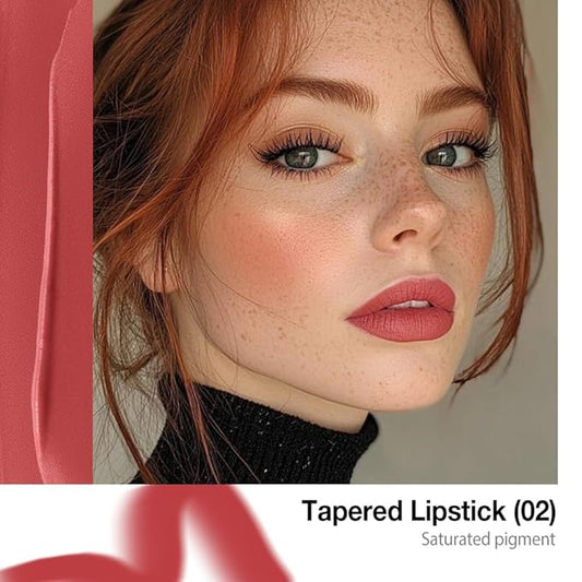 evpct Ruby Red Gradient Matte Lipstick Lip Liner Combo Set for Older Women Long Lasting Waterproof, Red Lips Stick Crayon Pencil Cream Lip Liner and Lipstick Combo Makeup, Flawless Ombre Effect