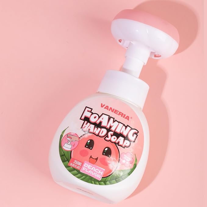 VANERIA Kids Foaming Hand Soap,Flower Stamp,Moisturizing and Gentle Hand Soap for Baby,Kids and Adults with Sensitive Skin 250ml/8.45 Fl Oz
