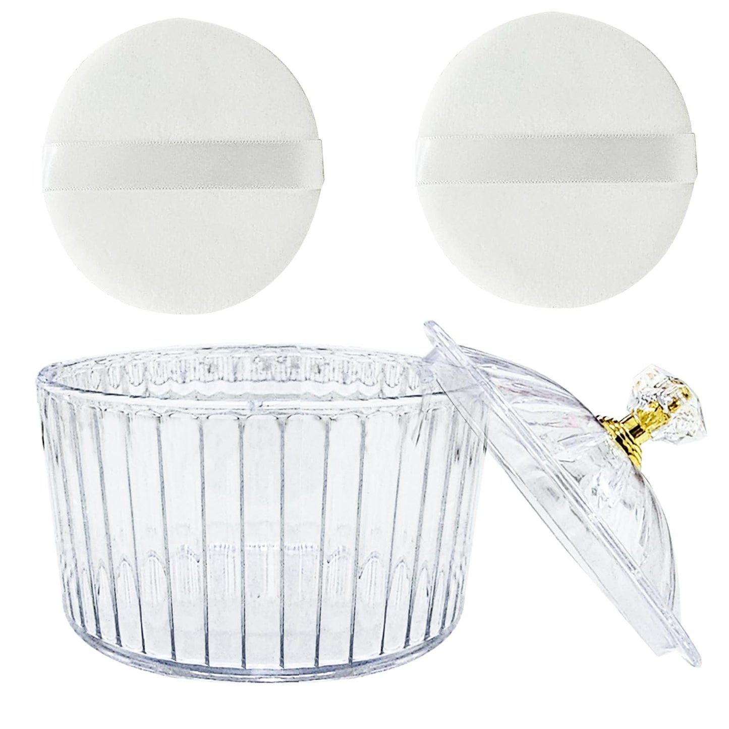 3 Pcs Body Face Plastic Powder Puff and Container Dish Fluffy Soft Large Powder Puff for Women(Roman jar Shape)