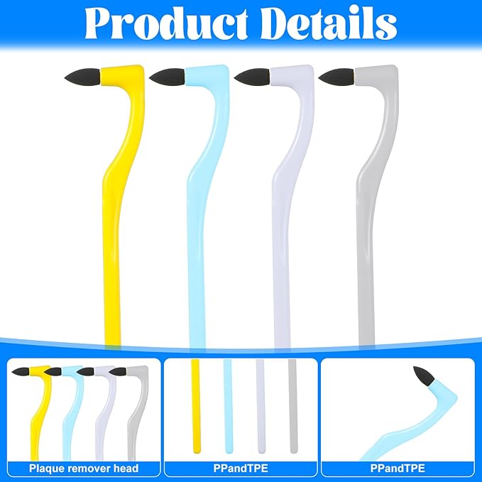 4 PCS Dental Tooth Stain Eraser Removers, Dental Plaque Tartar Eraser Polisher Professional Dental Picks Tooth Polisher and Plaque Remover for Teeth Whitening Polishing Adult Oral Care (4 Color)